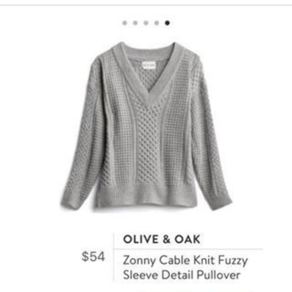 Olive & Oak Zonny Cable Knit Fuzzy Sleeve Pullover